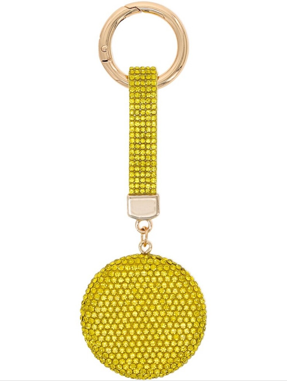 Smiley Gemmed Bag Charm Yellow Rhinestone Keychain Purse Accessories - Picture 3 of 6